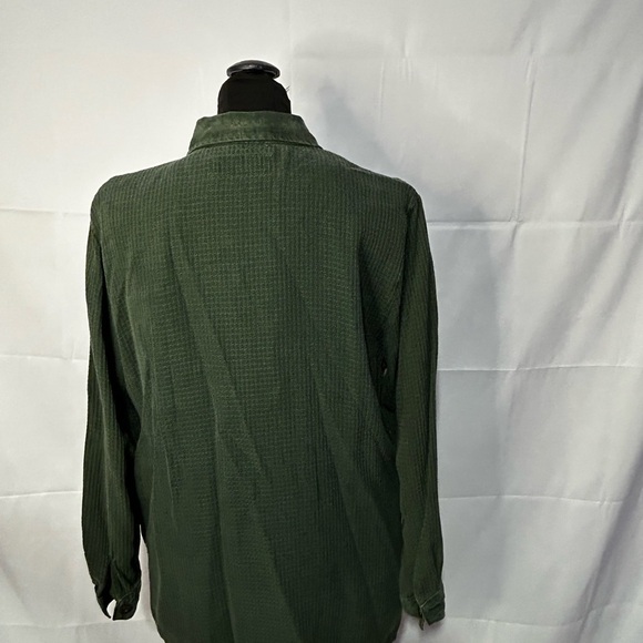 Action Wear Long Sleeve Suede Like Waffle Knit Button Down Shacket Shirt Women M - Picture 3 of 8